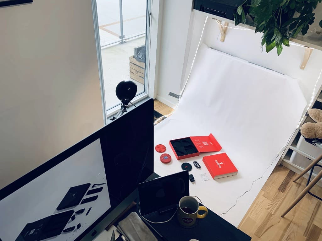Workspace setup for product photography